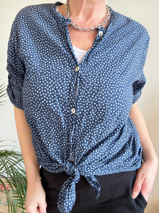 Bluse Nora Blau - FROLLEIN KÄTHE Shop