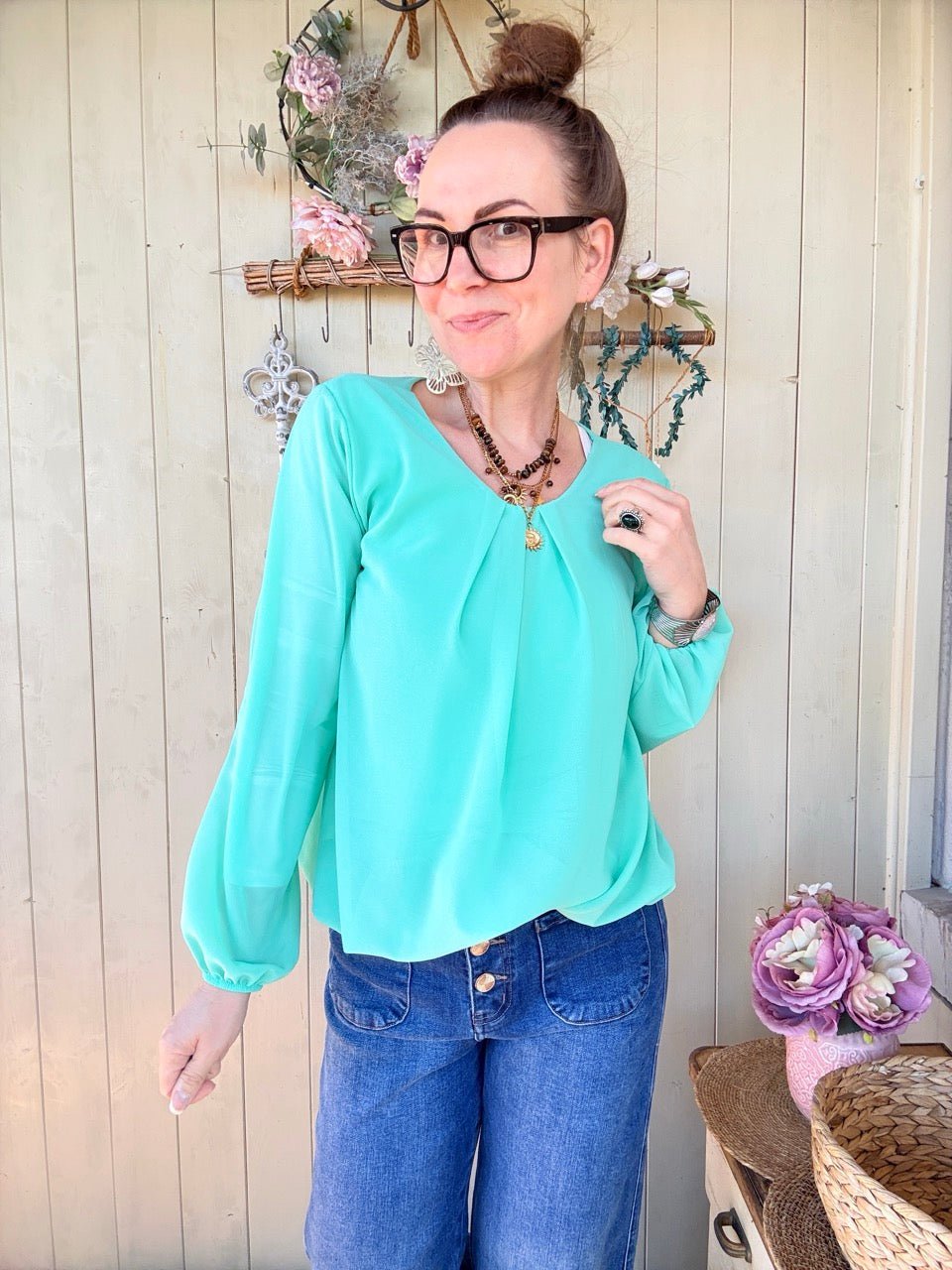 Bluse Shirt Seidenweich Azurblau - FROLLEIN KÄTHE Shop