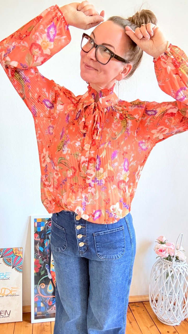 Bluse Swing Swing Flower Dream Orange - FROLLEIN KÄTHE Shop