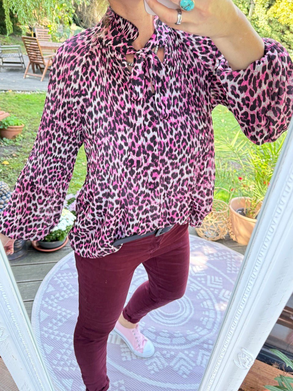 Bluse Swing Swing Leo Magenta Weiß - FROLLEIN KÄTHE Shop