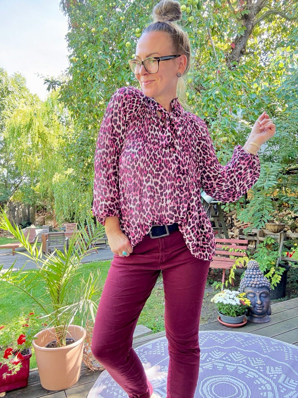 Bluse Swing Swing Leo Magenta Weiß - FROLLEIN KÄTHE Shop