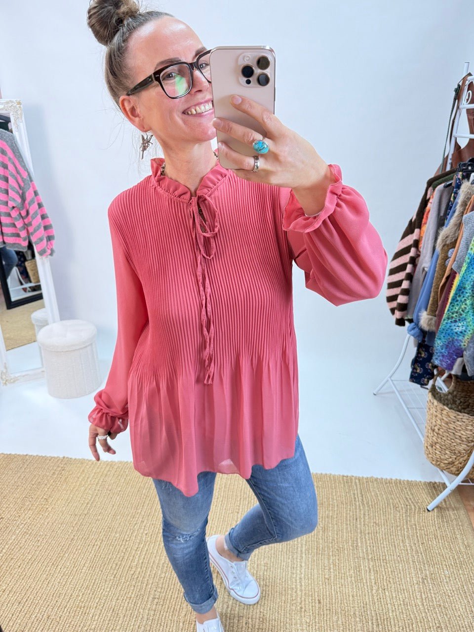 Bluse Swing Swing unterlegt Koralle - FROLLEIN KÄTHE Shop