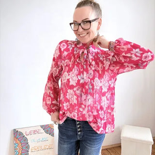 Pinke Blumenbluse – Blusen bei Frollein Käthe