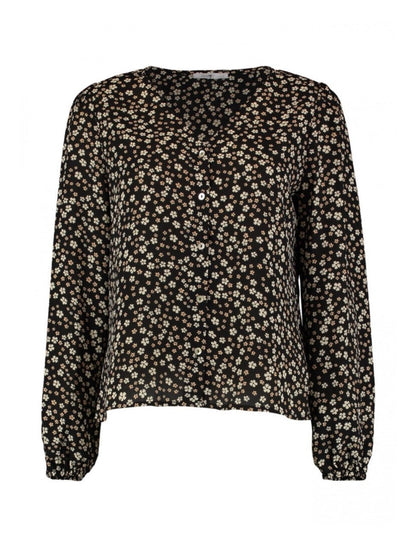 Blusen Shirt Blümchen Schwarz - FROLLEIN KÄTHE Shop