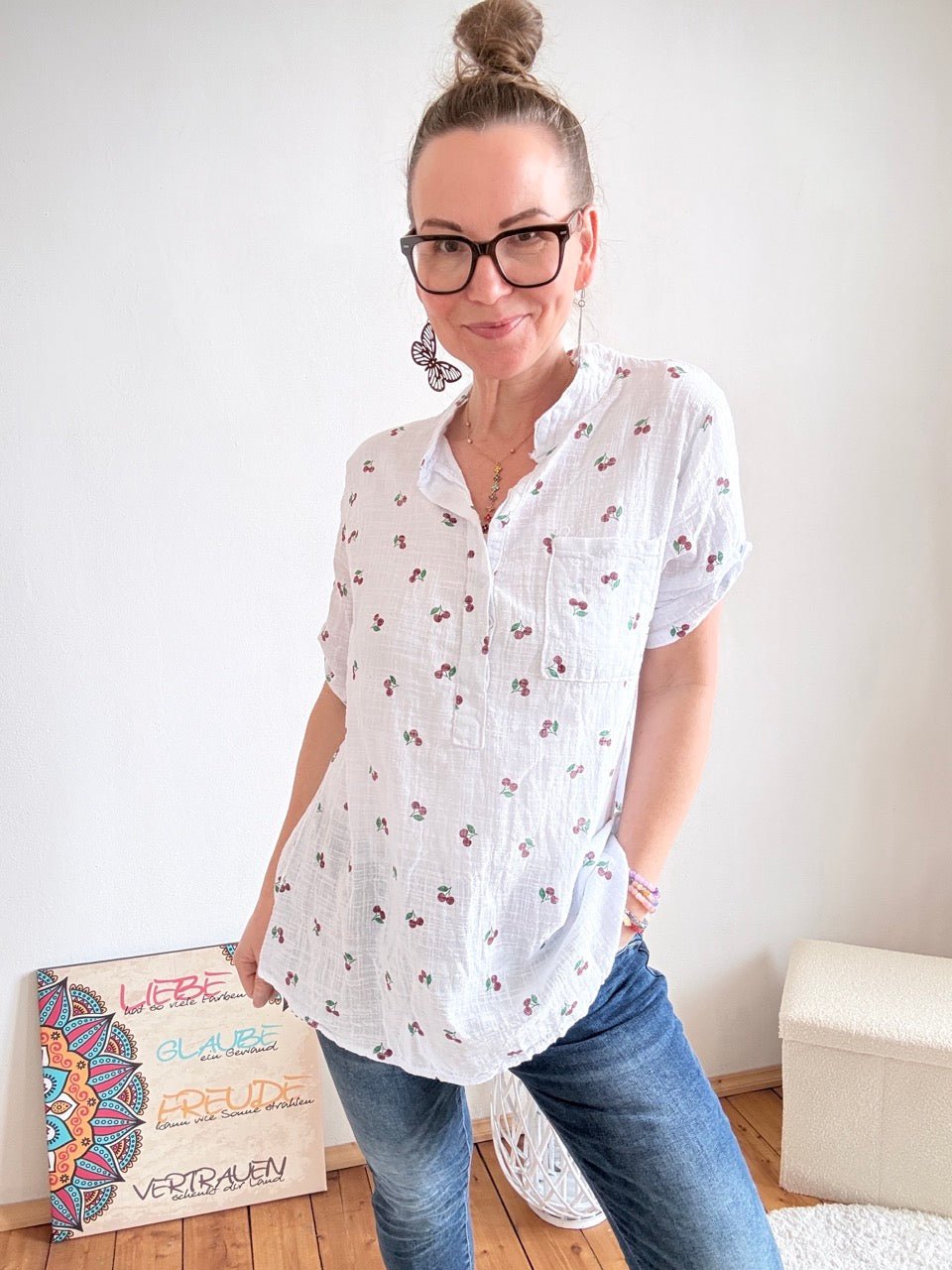 Hemd Bluse Cherry Cherry Weiß - FROLLEIN KÄTHE Shop