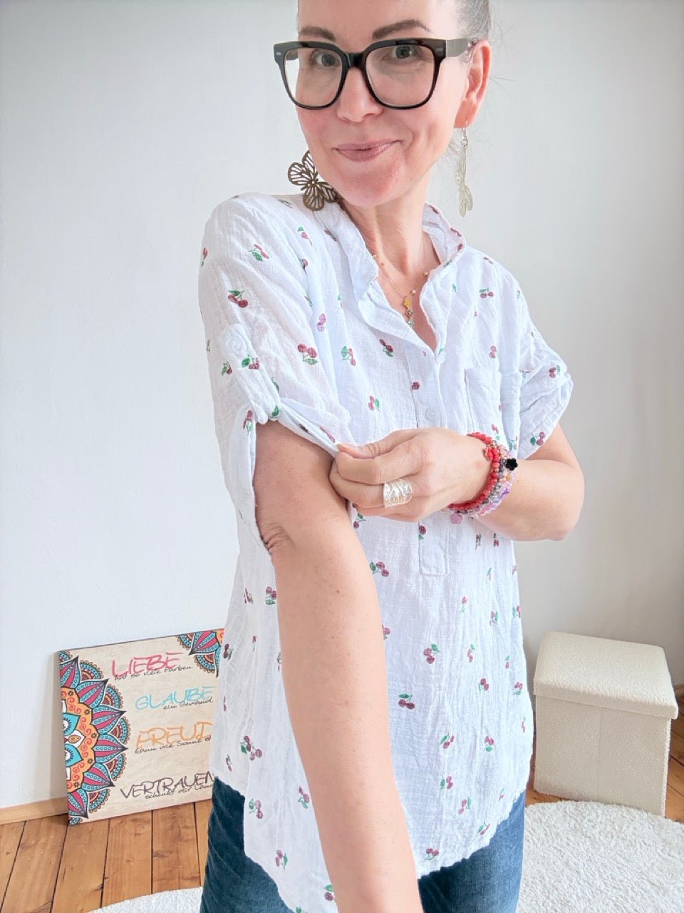 Hemd Bluse Cherry Cherry Weiß - FROLLEIN KÄTHE Shop