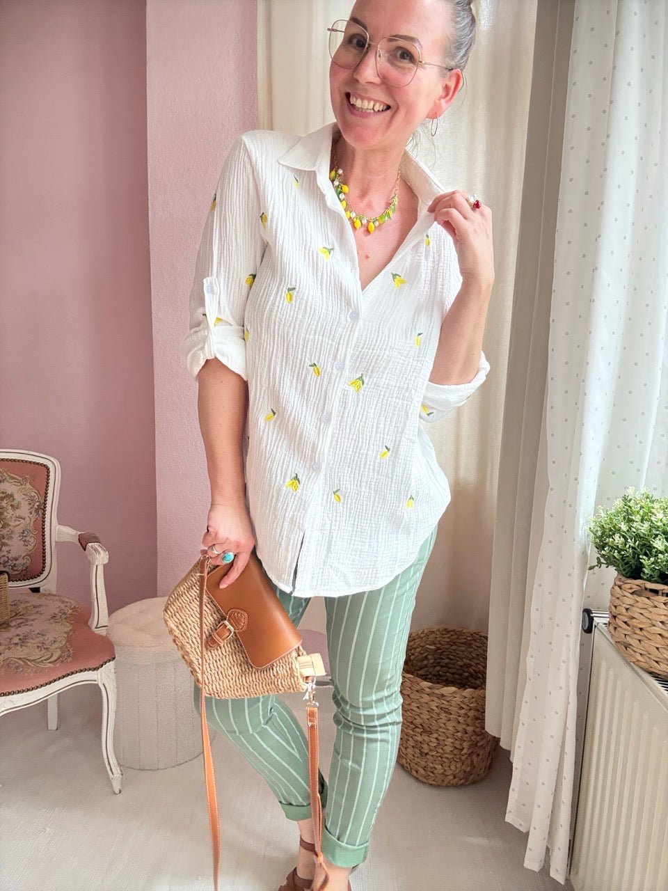 Hemd Bluse Citrus Weiß - FROLLEIN KÄTHE Shop