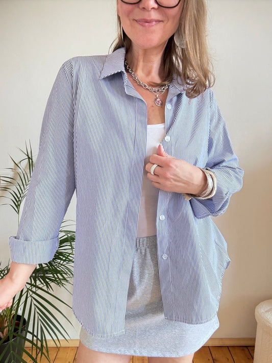 Hemd Bluse Gretchen Stripe Marine - FROLLEIN KÄTHE Shop