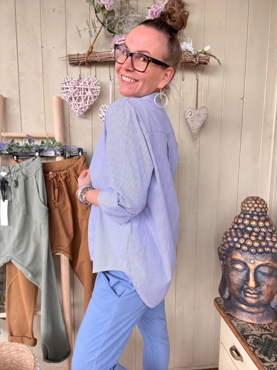 Hemd Bluse Gretchen Stripe Marine - FROLLEIN KÄTHE Shop