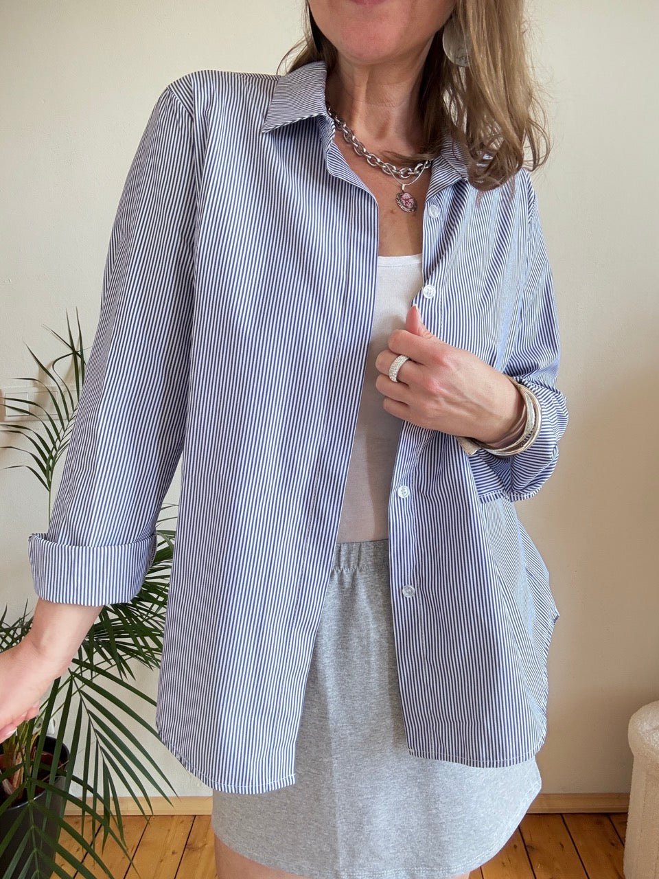 Hemd Bluse Gretchen Stripe Marine - FROLLEIN KÄTHE Shop