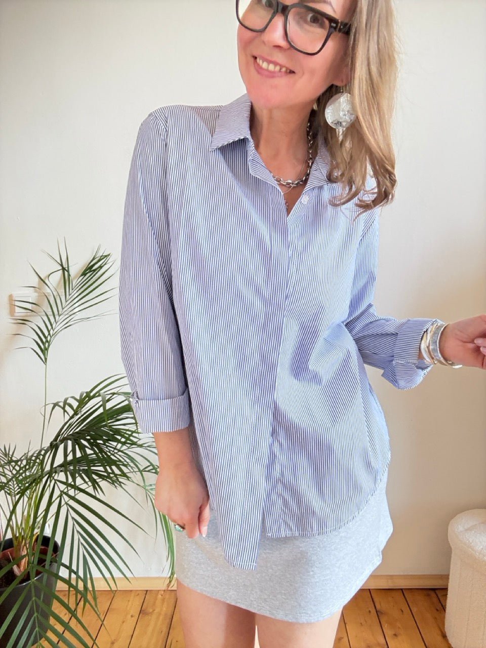 Hemd Bluse Gretchen Stripe Marine - FROLLEIN KÄTHE Shop
