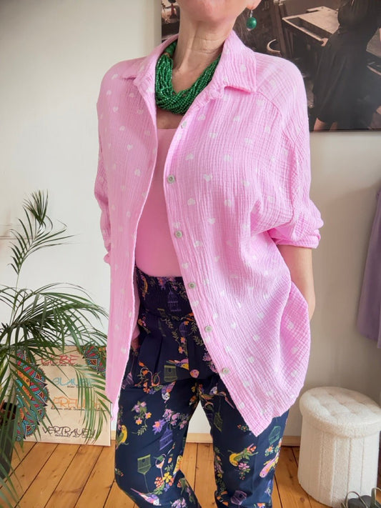 Hemd Bluse Herzensding lang Rosa - FROLLEIN KÄTHE Shop