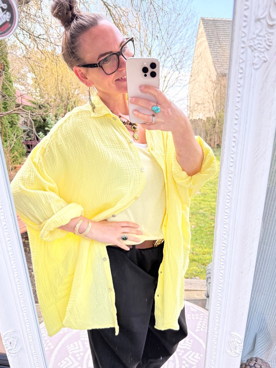 Hemd Bluse Musselin Gelb - FROLLEIN KÄTHE Shop
