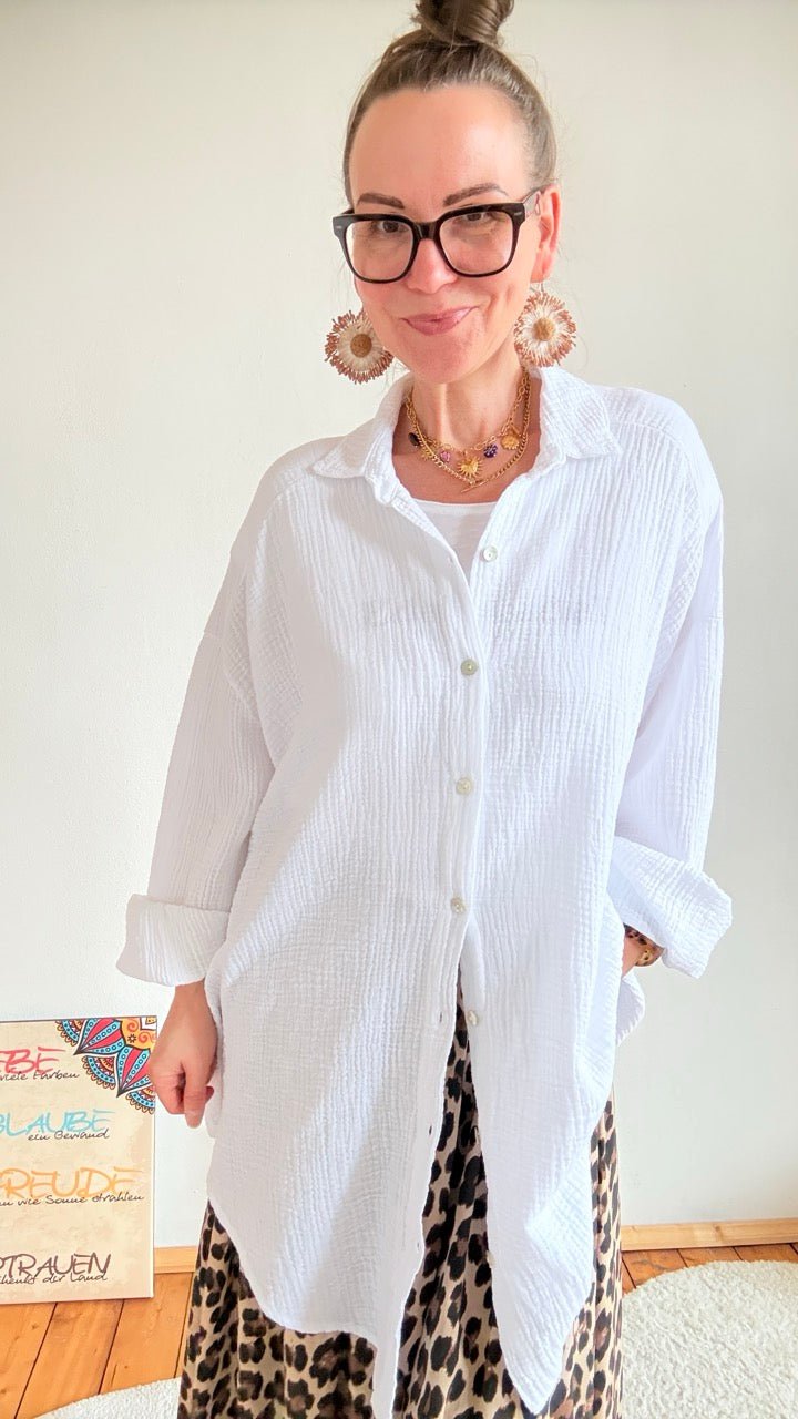 Hemd Bluse Musselin Weiß - FROLLEIN KÄTHE Shop