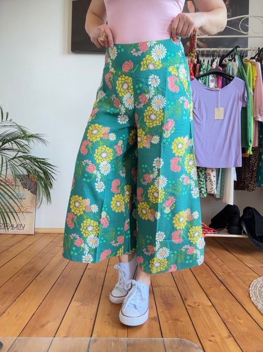 Hose Culotte Blütenkuss Türkis - FROLLEIN KÄTHE Shop