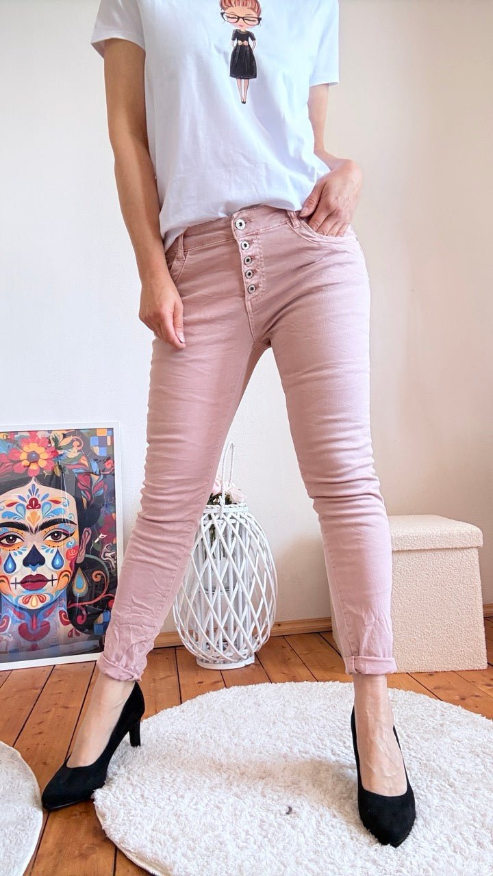 Hose Jeans Fünfknopf Rose - FROLLEIN KÄTHE Shop