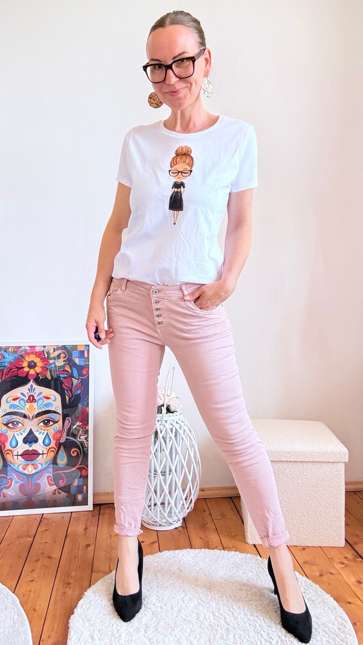 Hose Jeans Fünfknopf Rose - FROLLEIN KÄTHE Shop