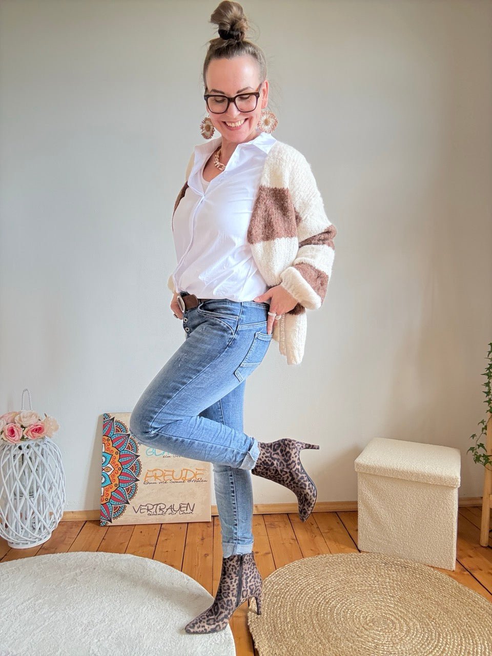 Hose Jeans Fünfknopf New Destroyed hell - FROLLEIN KÄTHE Shop