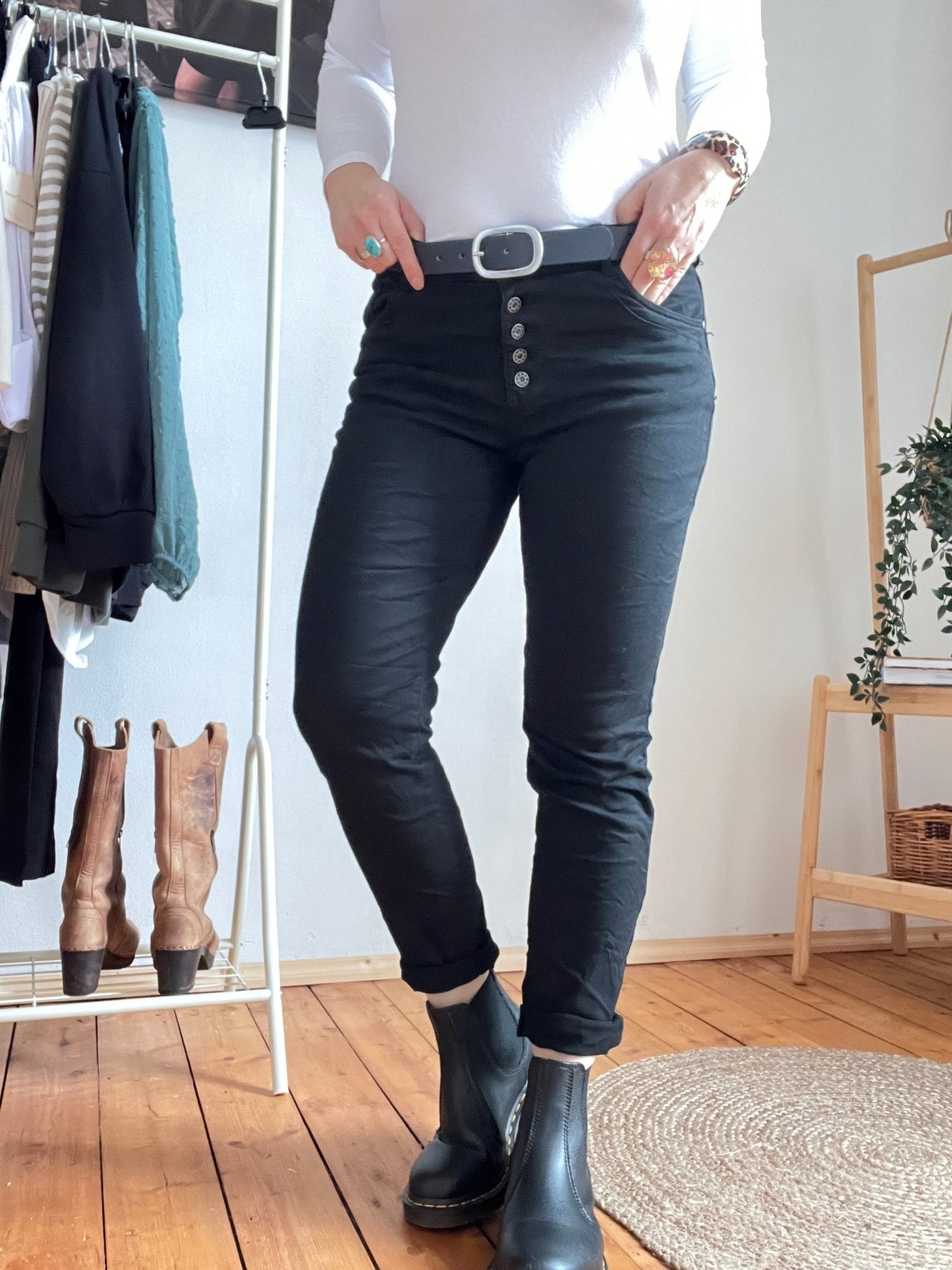 Hose Jeans Fünfknopf Schwarz - FROLLEIN KÄTHE Shop