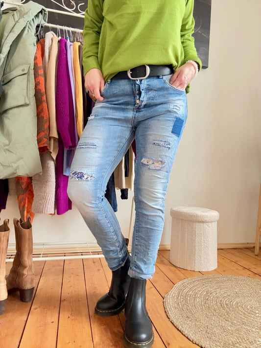 Hose Jeans Runa New Destroyed Look Light Denim - FROLLEIN KÄTHE Shop