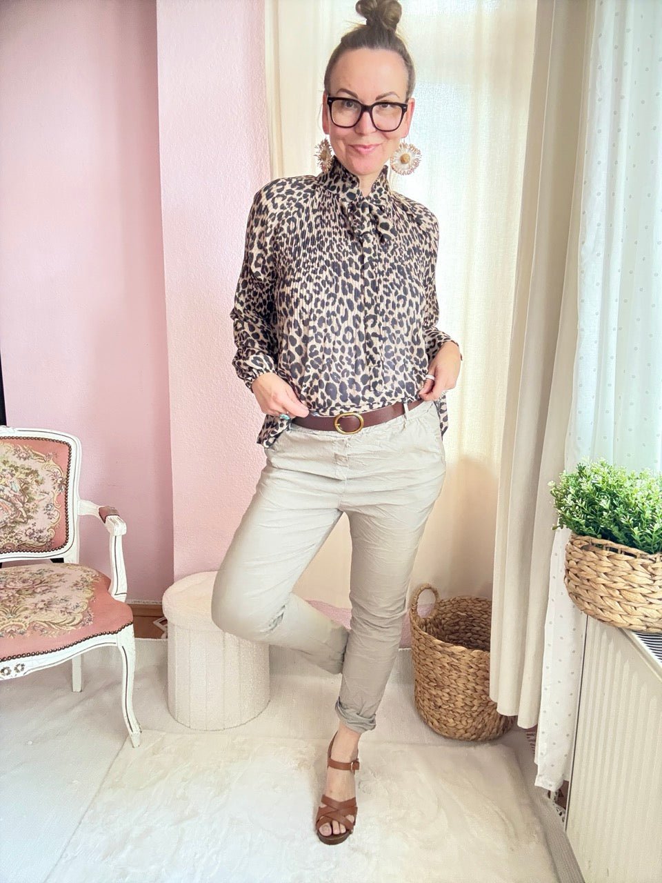 Hose Jogpants Cozy Style Sand mit Gürtel - FROLLEIN KÄTHE Shop