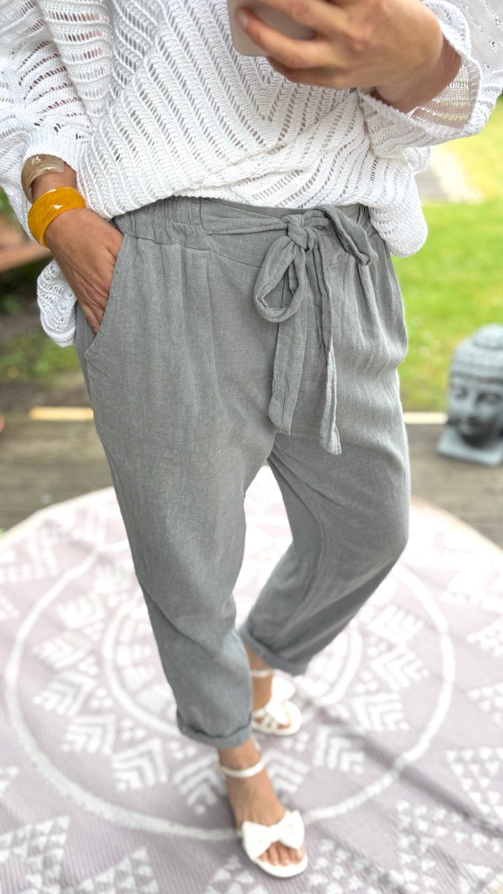 Hose Jogpants Leinenstar Grau meliert - FROLLEIN KÄTHE Shop