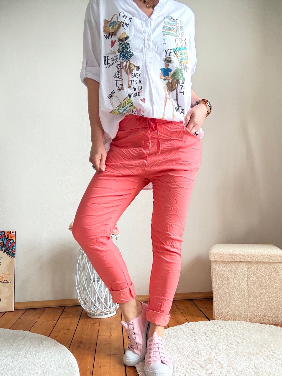 Hose Jogpants Nice Style Koralle - FROLLEIN KÄTHE Shop