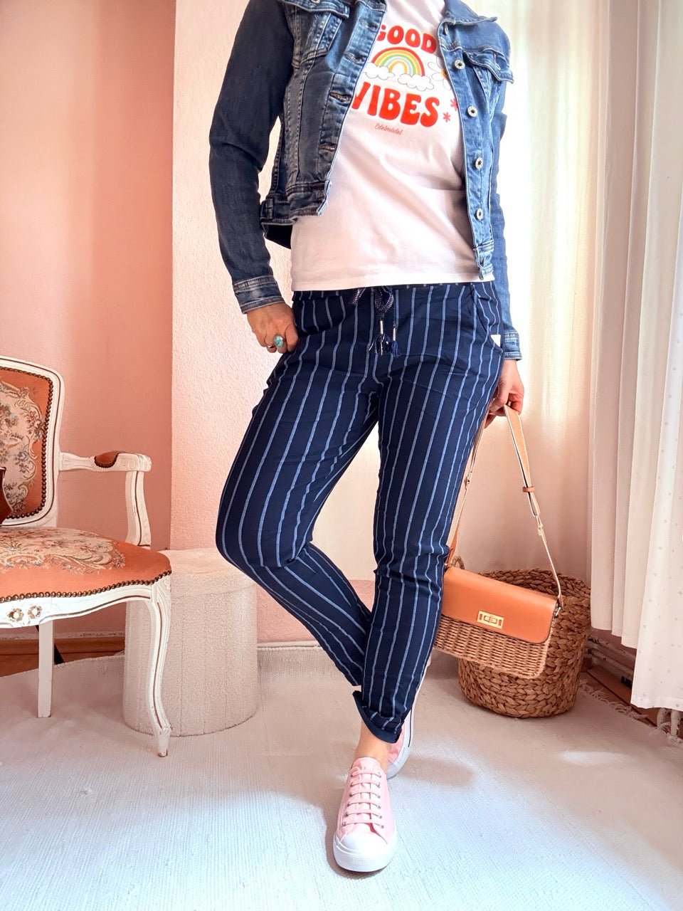 Hose Jogpants Stripe Blau BESTSELLER! - FROLLEIN KÄTHE Shop