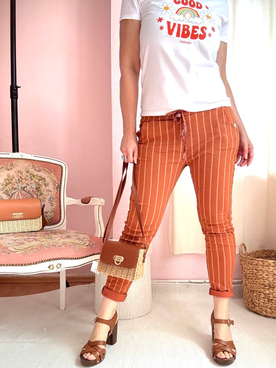 Hose Jogpants Stripe Ziegelrot BESTSELLER! - FROLLEIN KÄTHE Shop