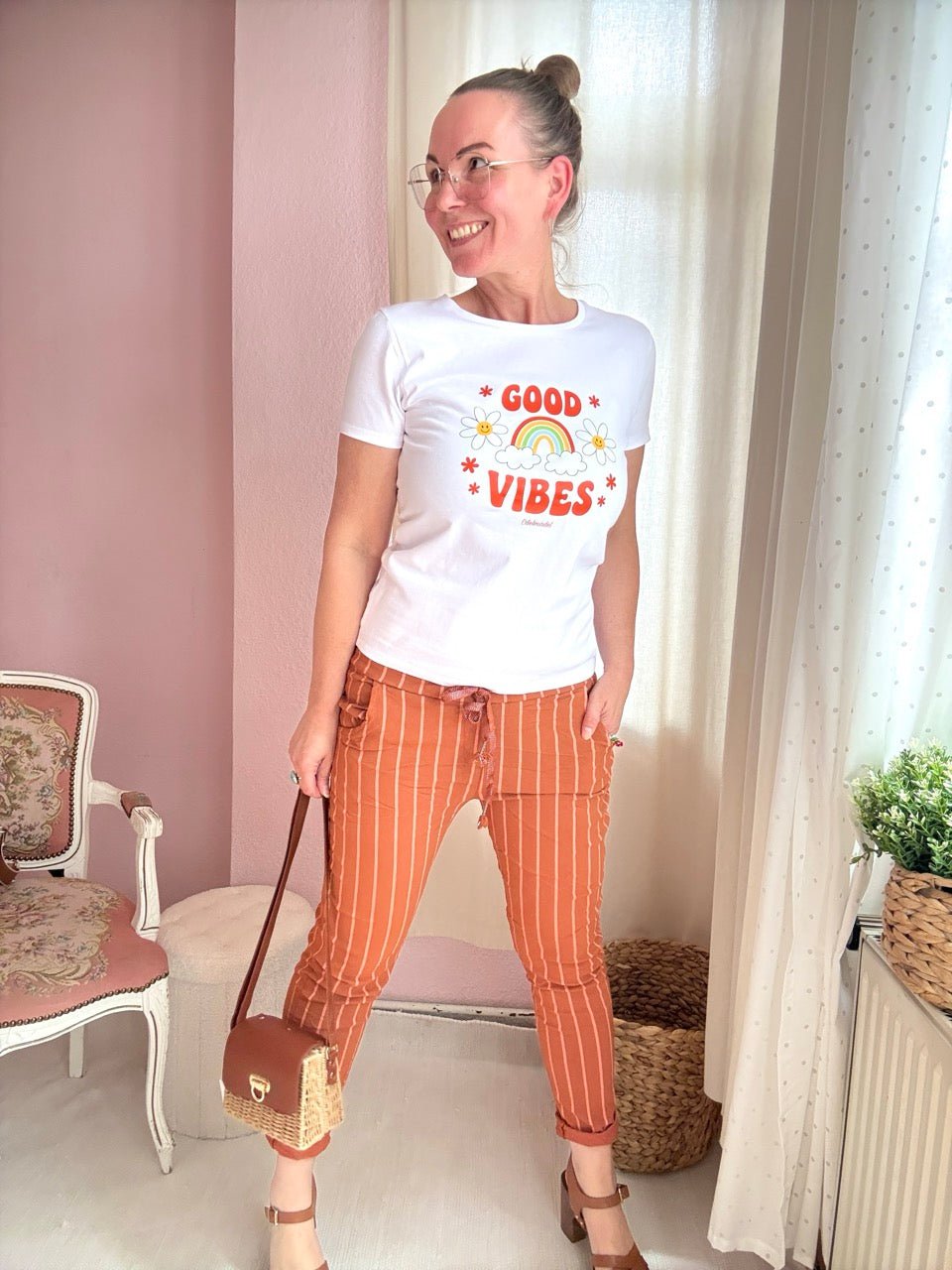 Hose Jogpants Stripe Ziegelrot BESTSELLER! - FROLLEIN KÄTHE Shop