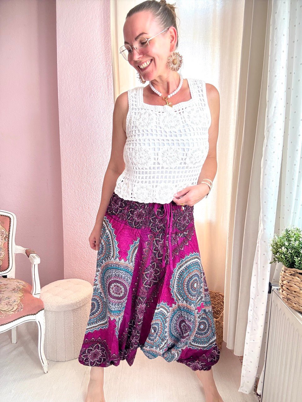 Hose / Jumpsuit Mandala Magenta - FROLLEIN KÄTHE Shop