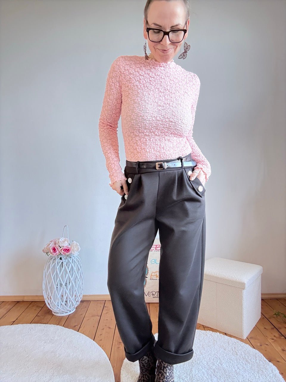 Hose Kaja Schoko Braun mit Gürtel - FROLLEIN KÄTHE Shop