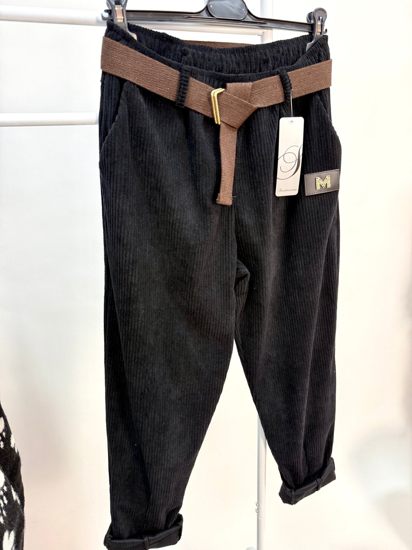 Hose Lady Cord Chocolate & Schwarz - FROLLEIN KÄTHE Shop