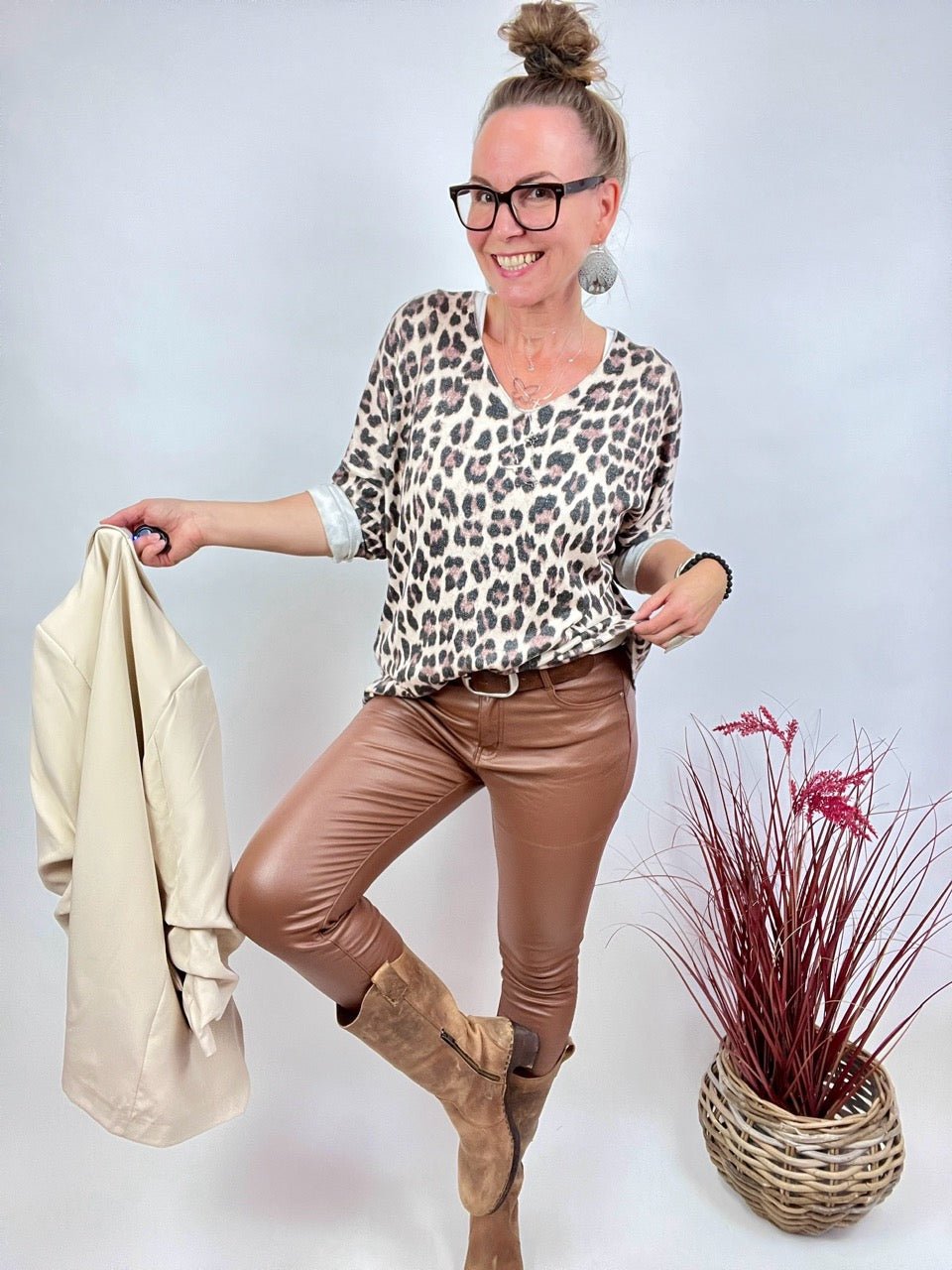 Hose Ladystyle Lederimitat Braun - FROLLEIN KÄTHE Shop