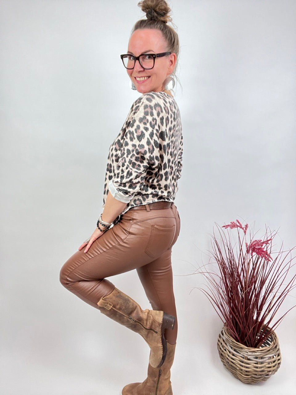Hose Ladystyle Lederimitat Braun - FROLLEIN KÄTHE Shop