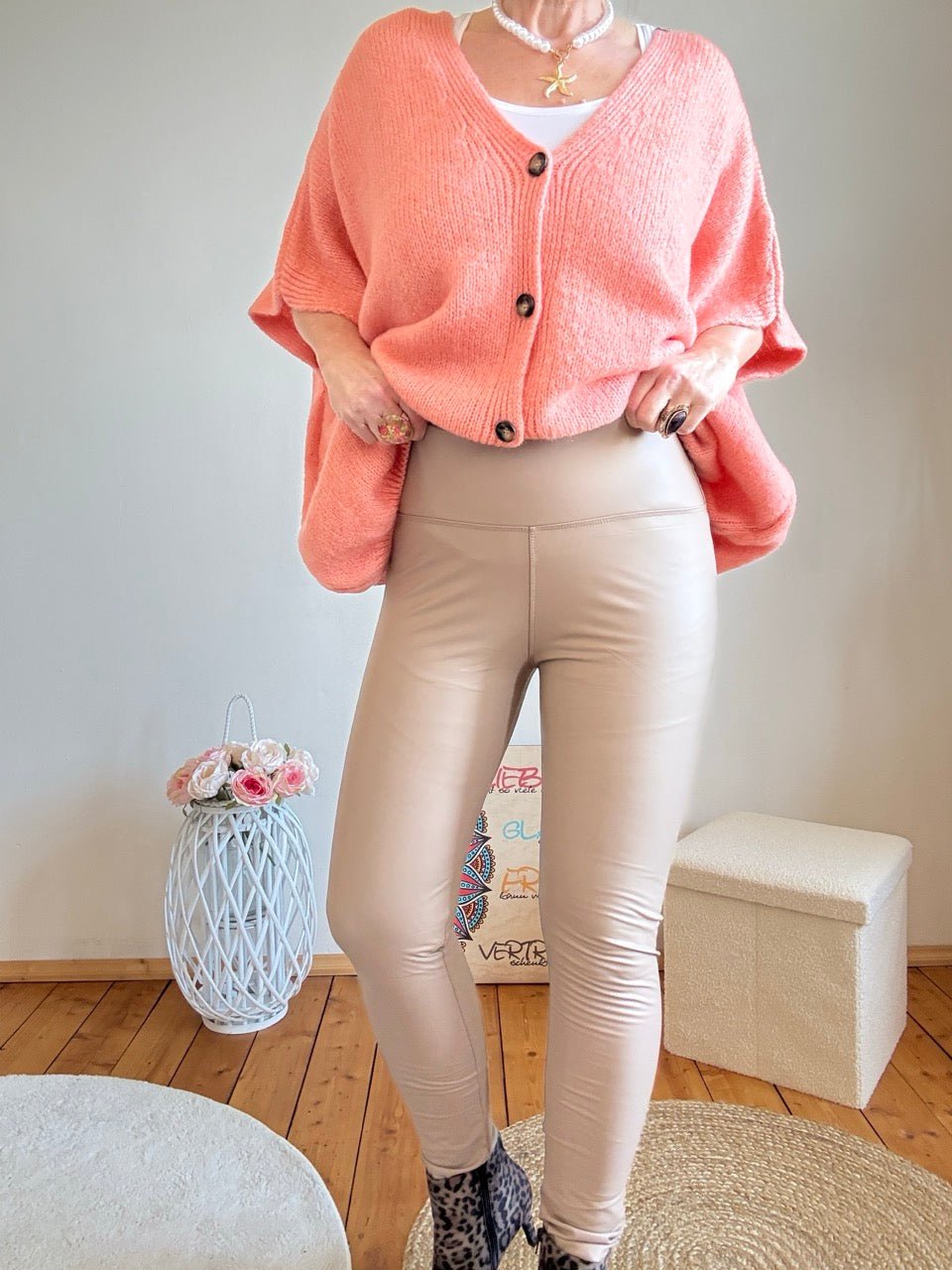 Hose Ladystyle Lederimitat Cappuccino - FROLLEIN KÄTHE Shop