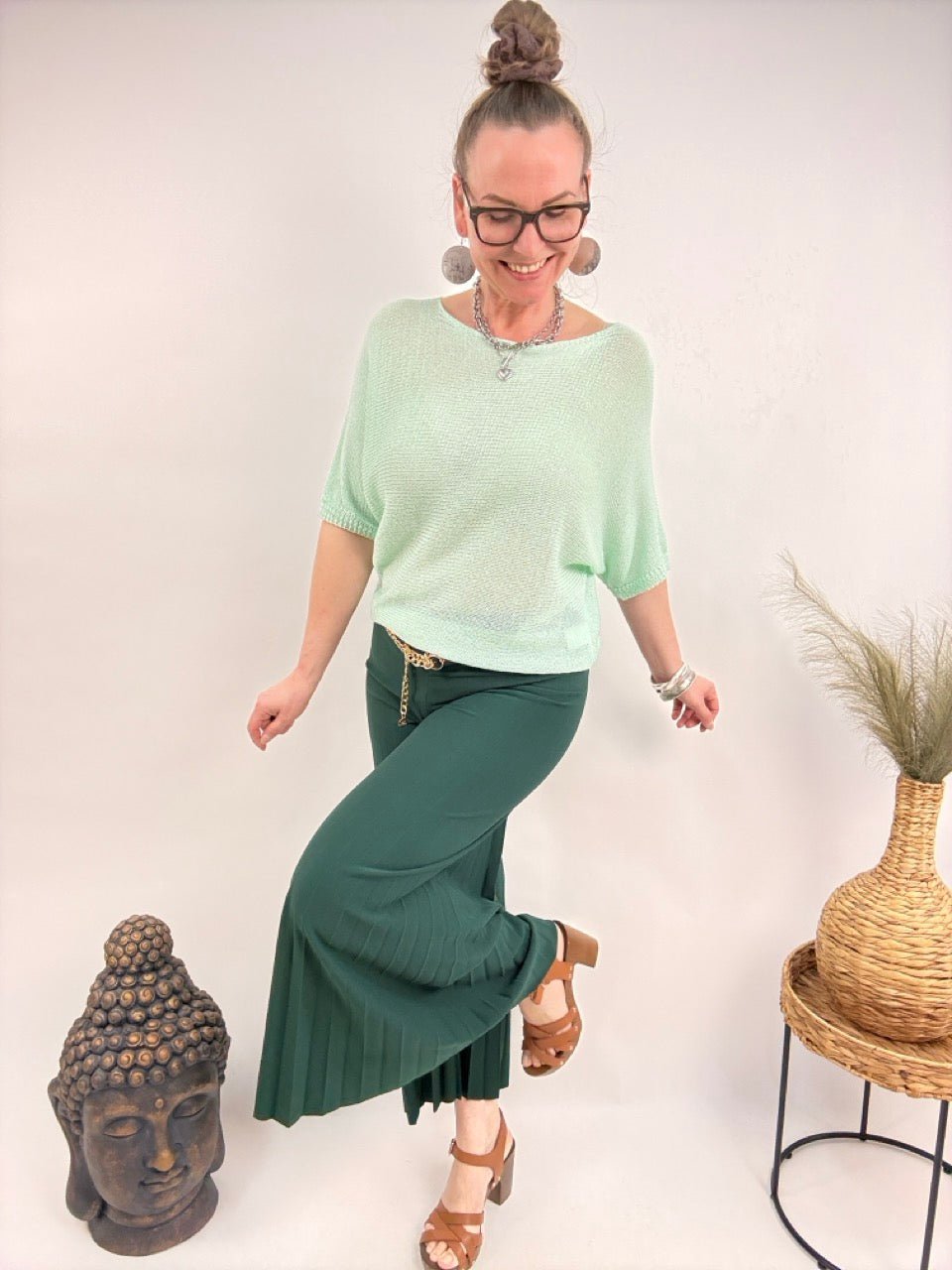 Hose Laury Plissee Grün - FROLLEIN KÄTHE Shop