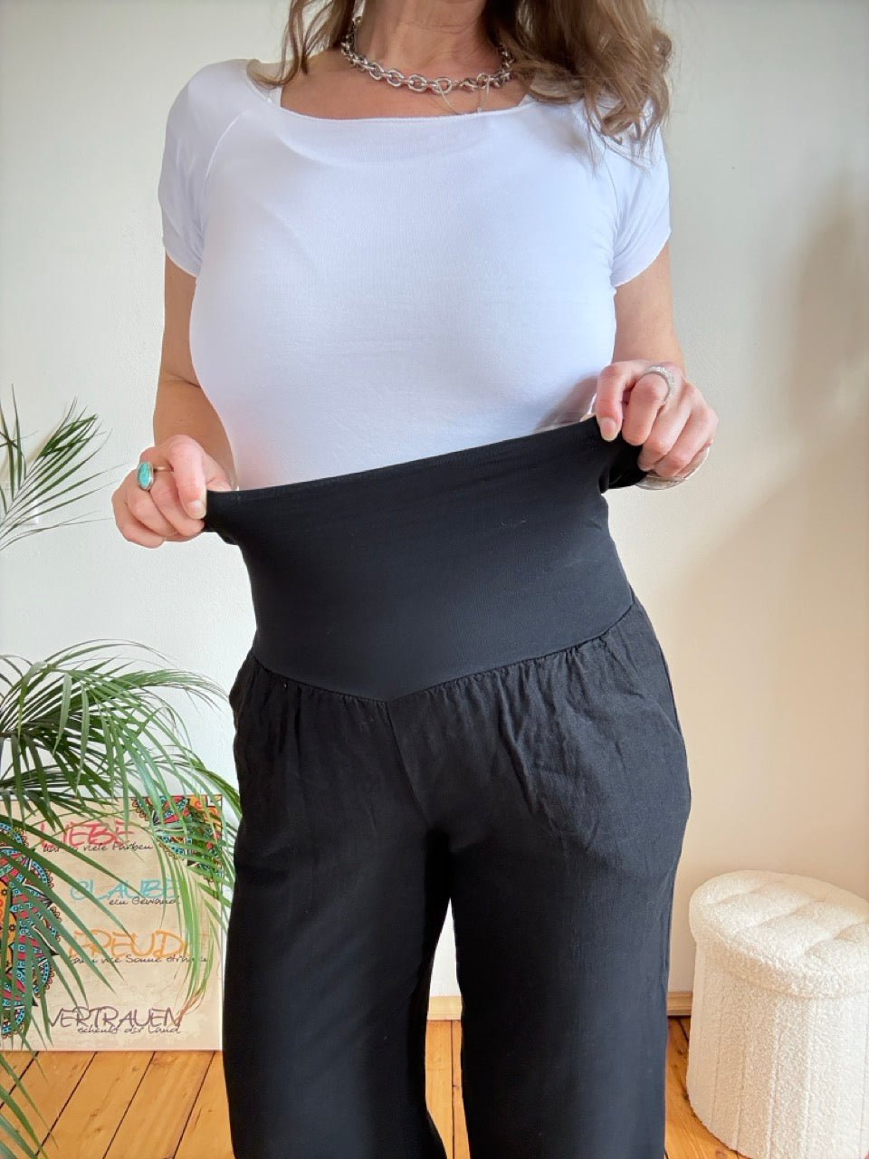 Hose Leinen Glück Schwarz - FROLLEIN KÄTHE Shop