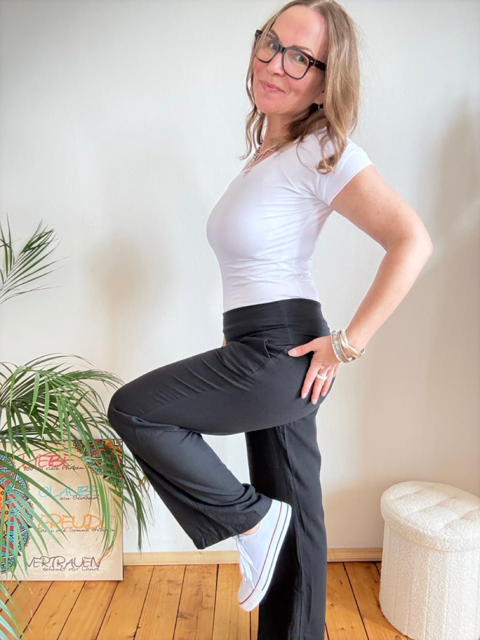 Hose Leinen Glück Schwarz - FROLLEIN KÄTHE Shop