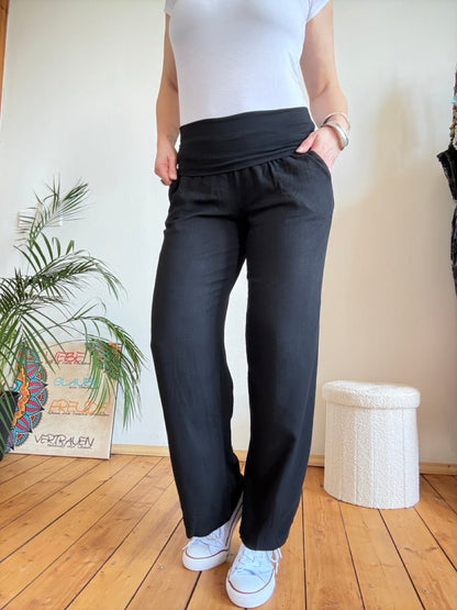 Hose Leinen Glück Schwarz - FROLLEIN KÄTHE Shop