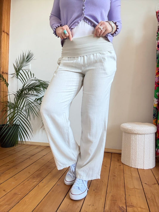 Hose Leinen Glück Wollweiß - FROLLEIN KÄTHE Shop