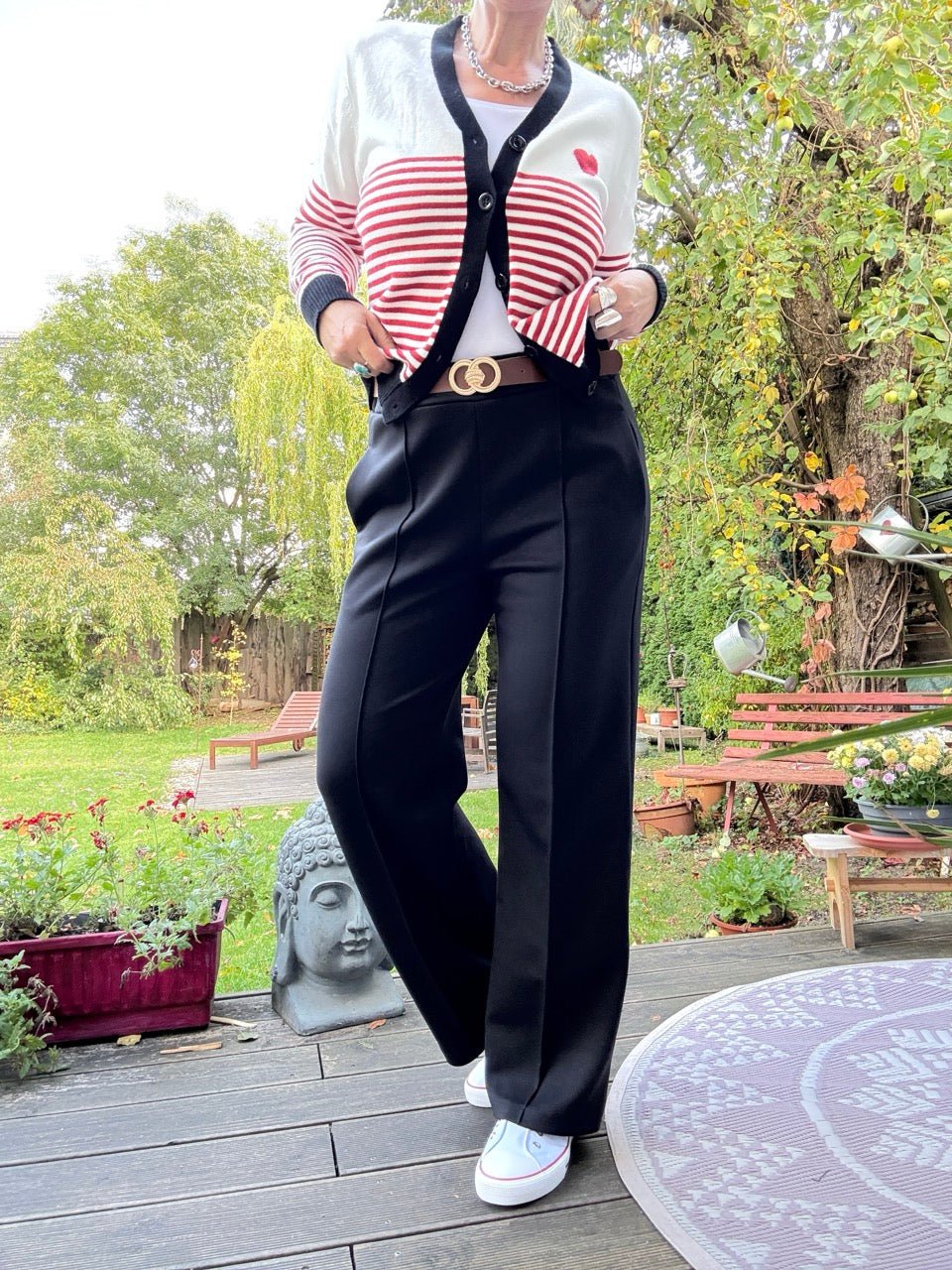 Hose Marlen mit Gürtel Schwarz - FROLLEIN KÄTHE Shop