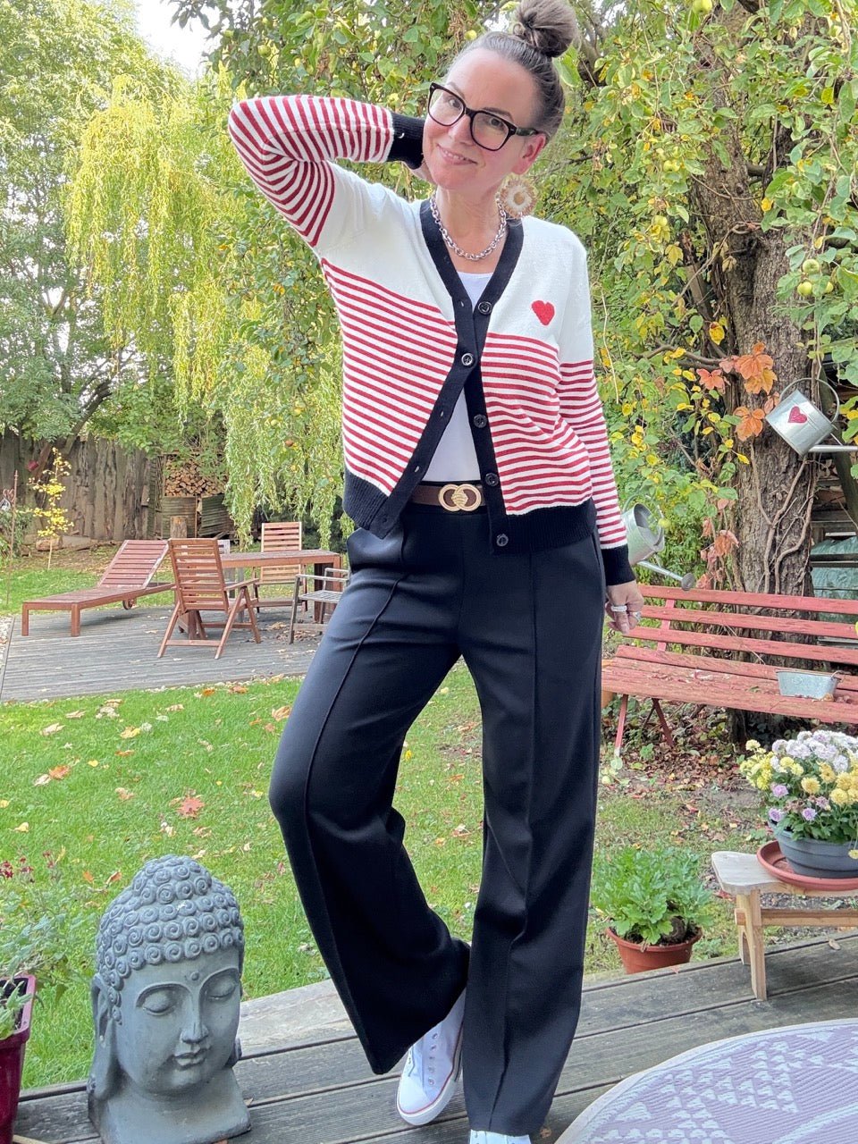 Hose Marlen mit Gürtel Schwarz - FROLLEIN KÄTHE Shop