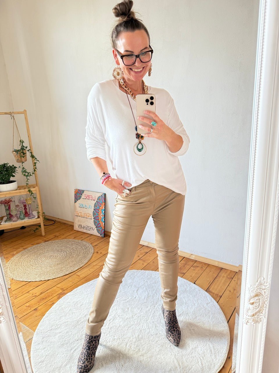 Hose Push up Lederimitat Milchkaffee - FROLLEIN KÄTHE Shop