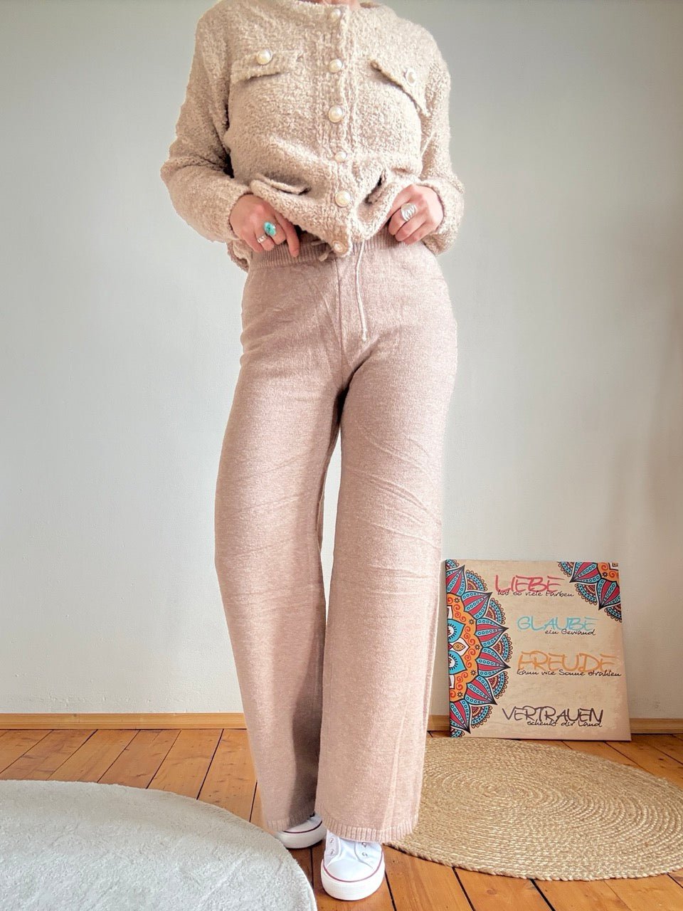 Hose Schick mit Strick Cappuccino - FROLLEIN KÄTHE Shop