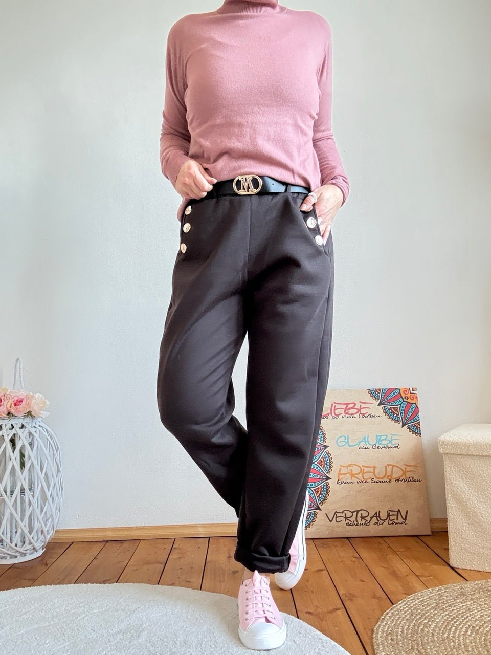 Hose Taja Chocolate mit Gürtel - FROLLEIN KÄTHE Shop