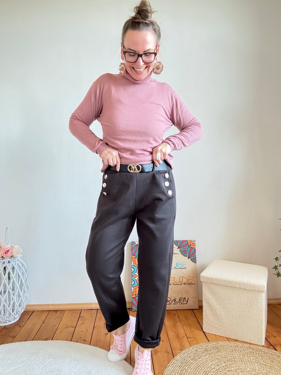 Hose Taja Chocolate mit Gürtel - FROLLEIN KÄTHE Shop