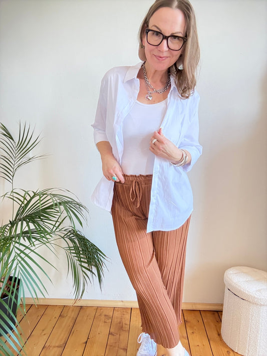 Hose Thea Plissee Nougat - FROLLEIN KÄTHE Shop