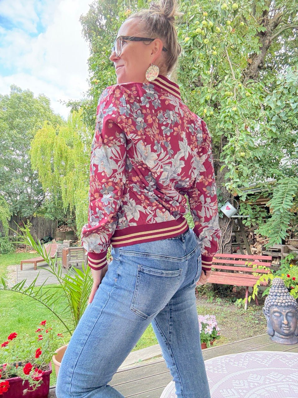 Jacke Mustertraum Dunkelrot - FROLLEIN KÄTHE Shop
