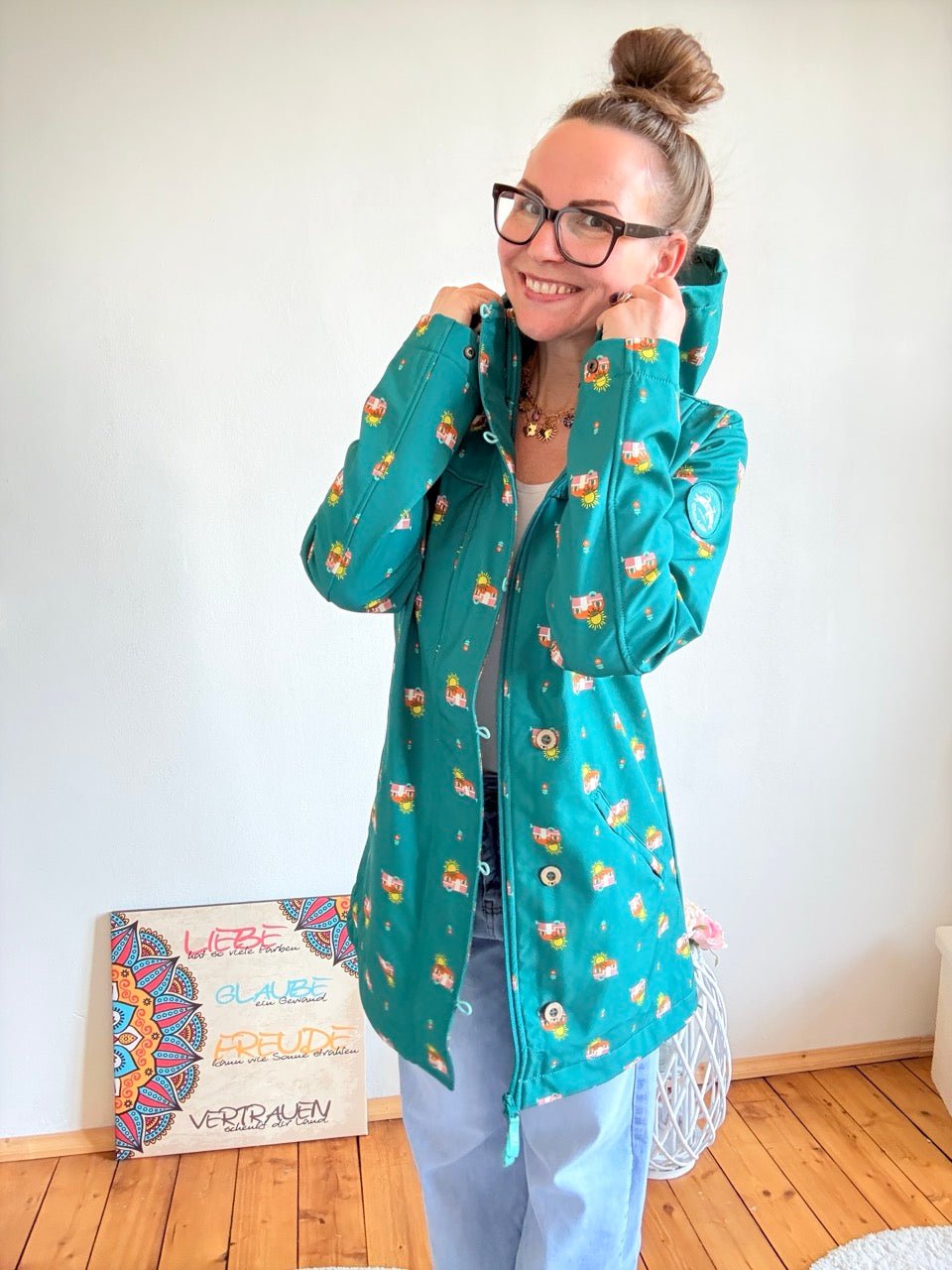 Jacke Softshell Camping Fun Türkis - FROLLEIN KÄTHE Shop